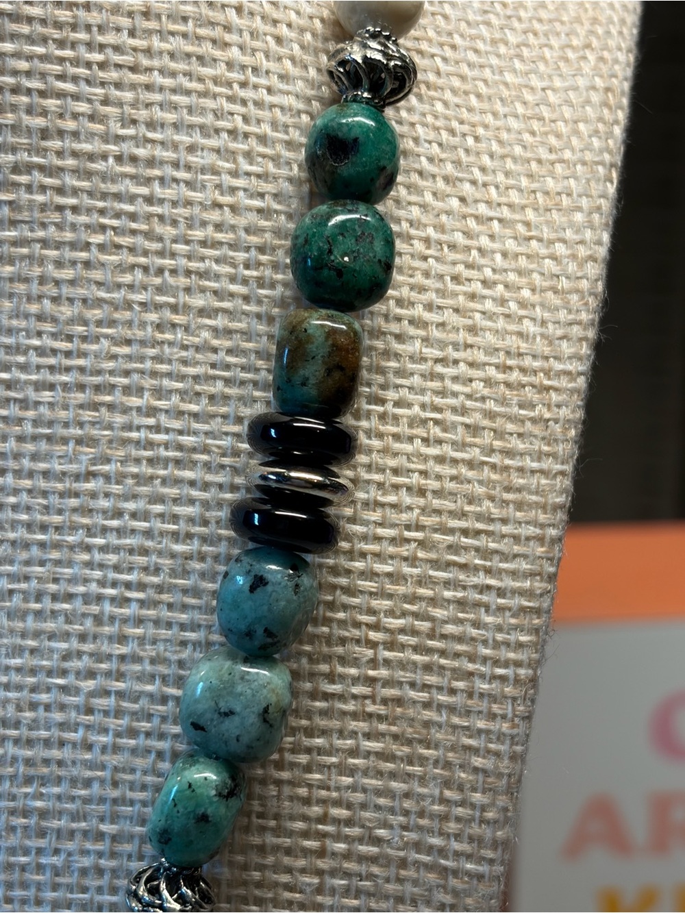 Mykonos Dragon Necklace with African Turquoise Agate - Picture 5 of 9